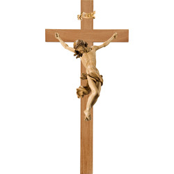 Cristo Barroco en cruz de roble simple ancha